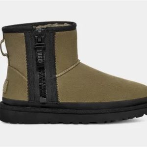 Ugg classic mini with zipper tape logo. Burnt olive color. New in box! Size 8